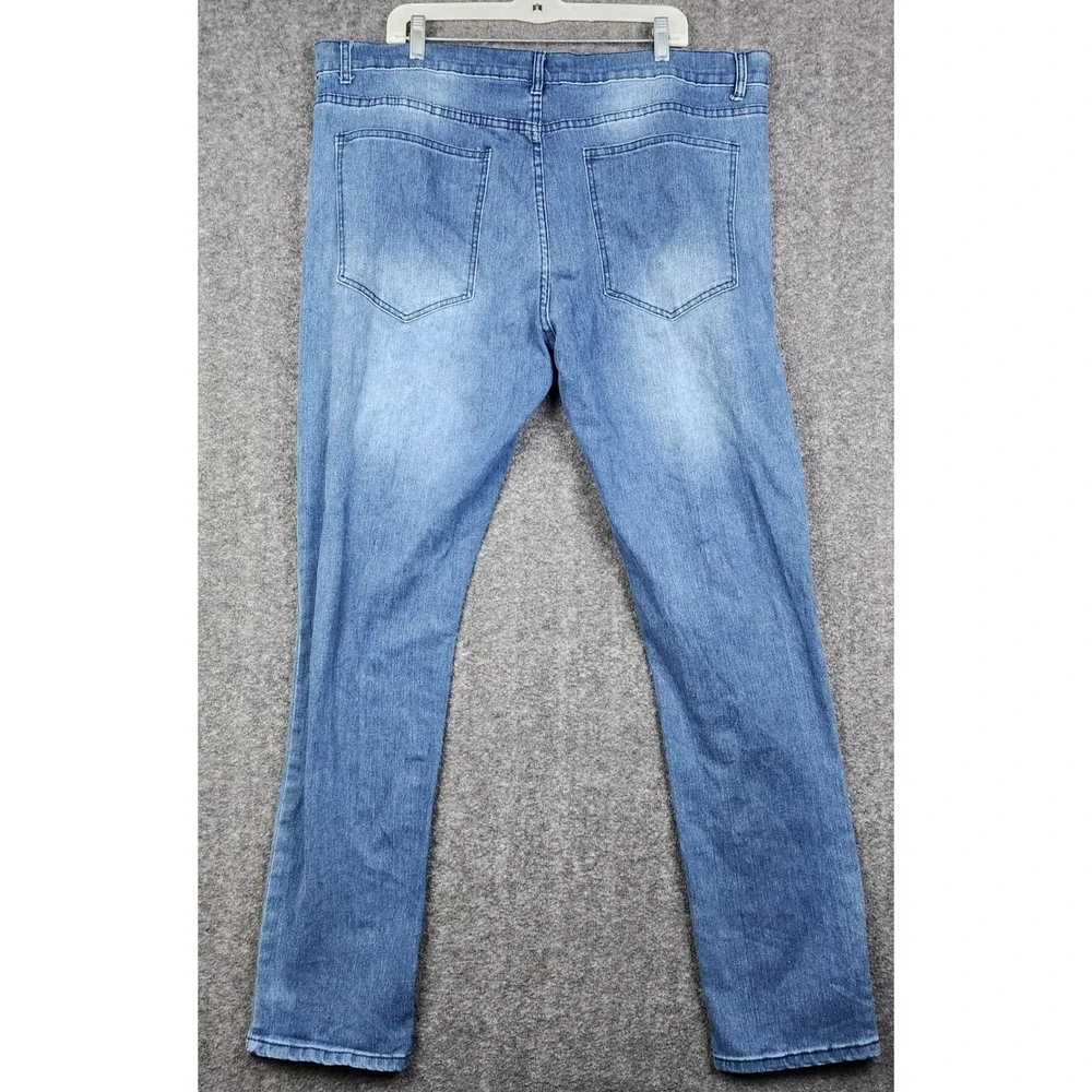 Blue‎ Cult Distressed Jeans Mens 42 Blue Ripped Straight Leg Denim